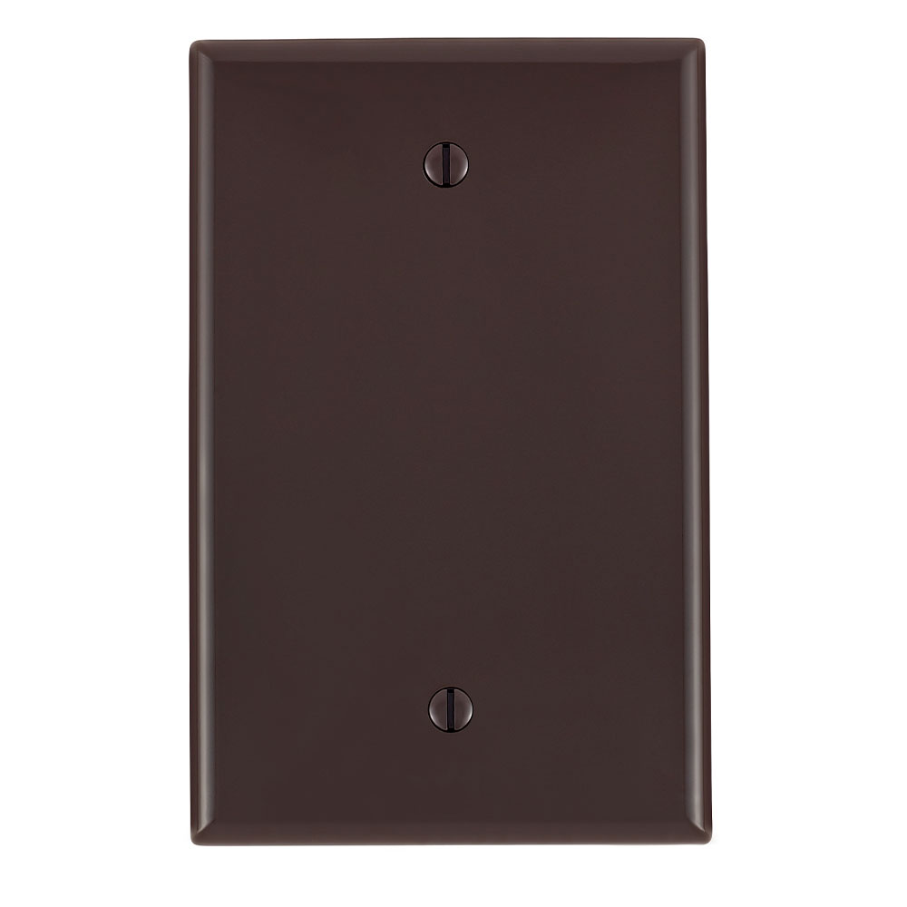 1-Gang Blank Wallplate, Midway Size, Thermoplastic Nylon, Brown
