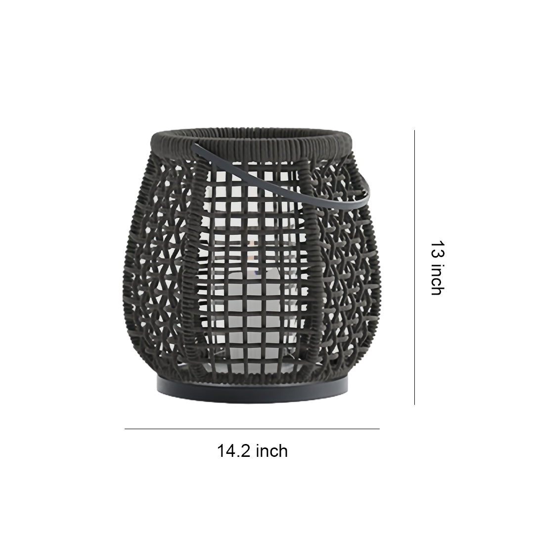 Woven Outdoor Lanterns Stylish with Handle Portable Patio Floor Lamp