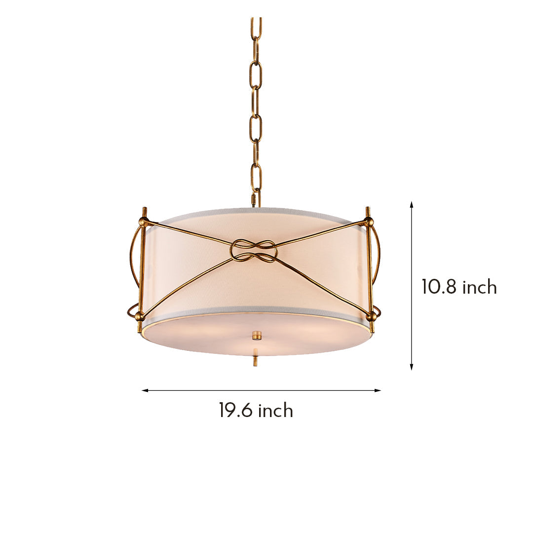White Drum Pendant Light with a Polished Gold Stylish Ceiling Light