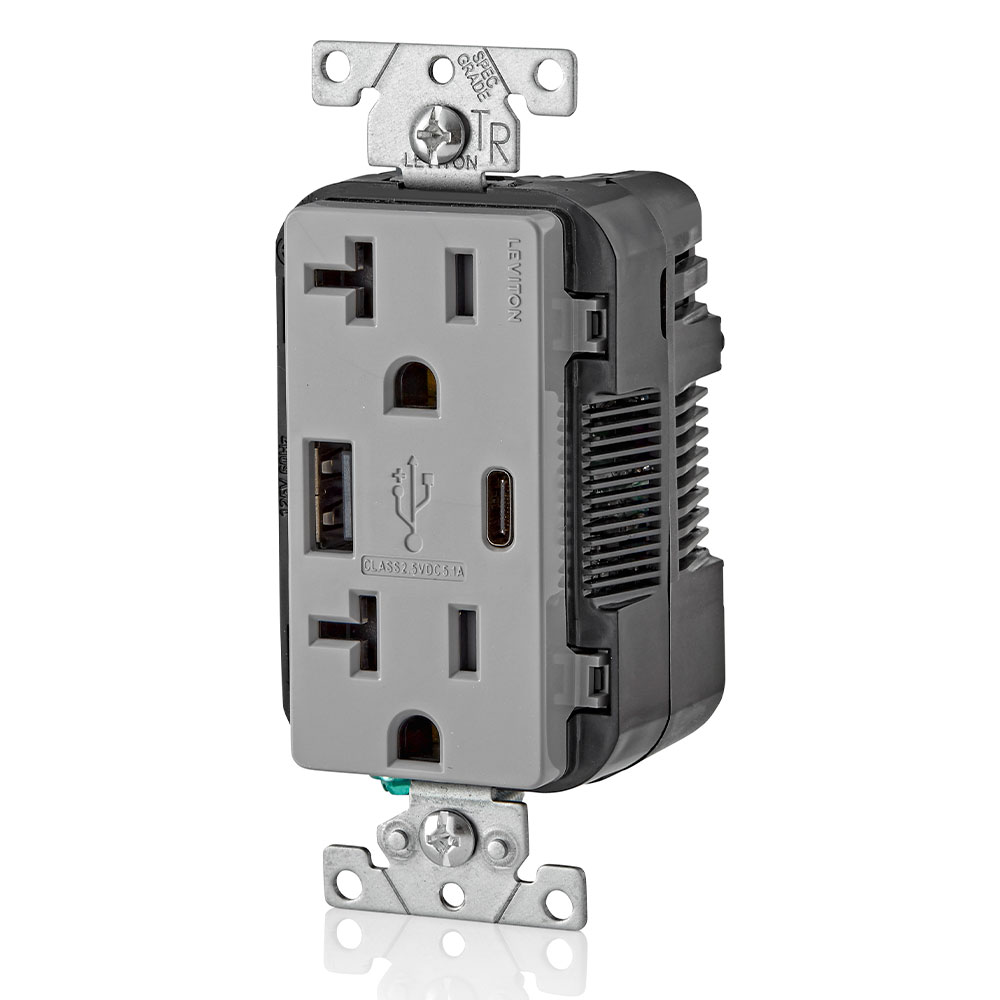 5.1A USB Type A/Type-C Wall Outlet Charger with 20A Tamper-Resistant Receptacles