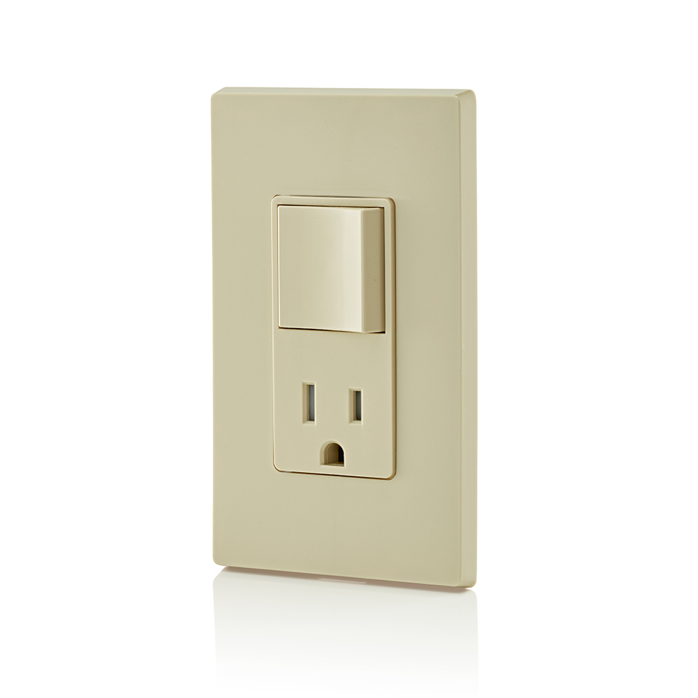 15 Amp Decora Single-Pole Switch, Outlet/Receptacle, Combination Device, Grounding, Ivory