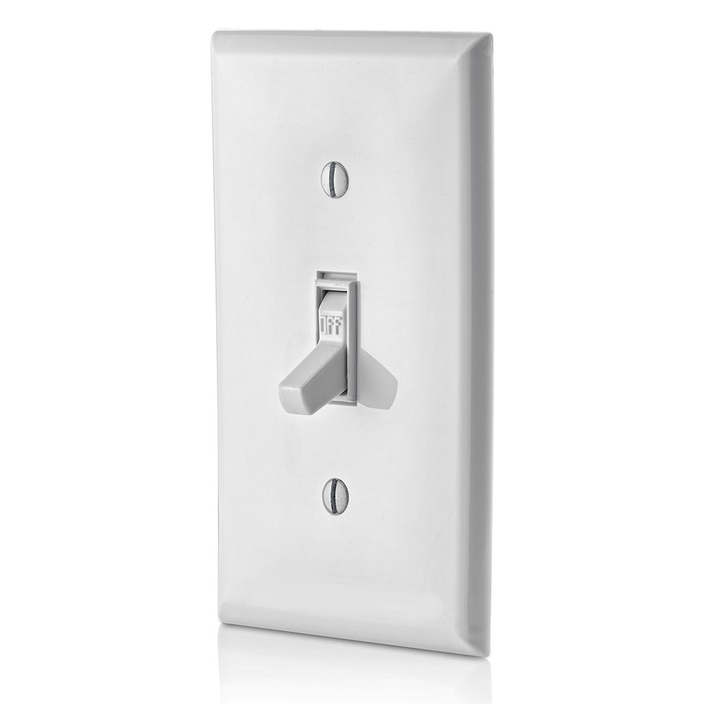 15 Amp Single-Pole Toggle Switch, Grounding, White