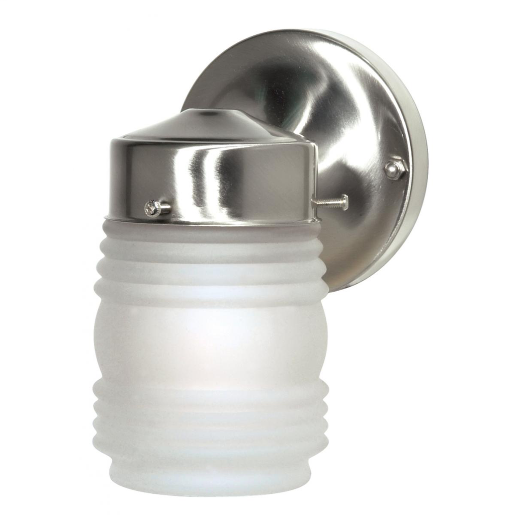1 Light - 6" Mason Jar with Frosted Glass - Brushed Nickel Finish