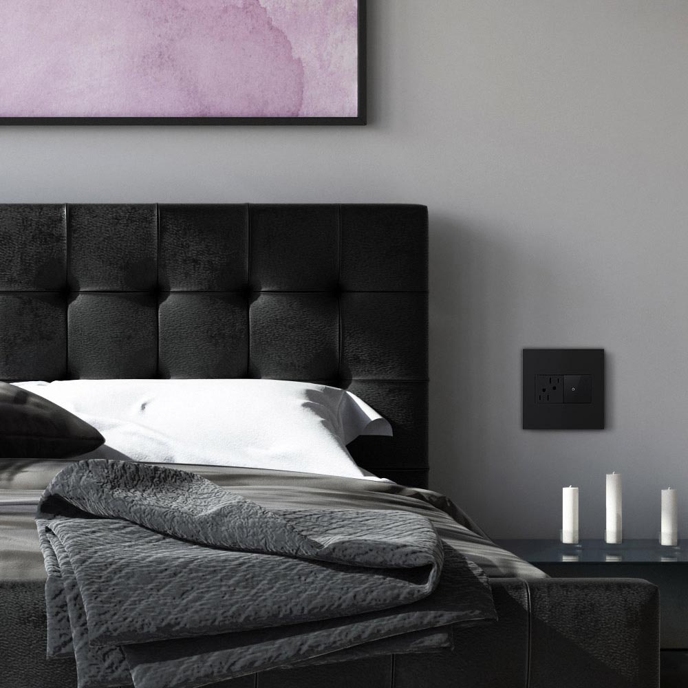 adorne® Graphite 2-Gang Screwless Wall Plate with Microban®