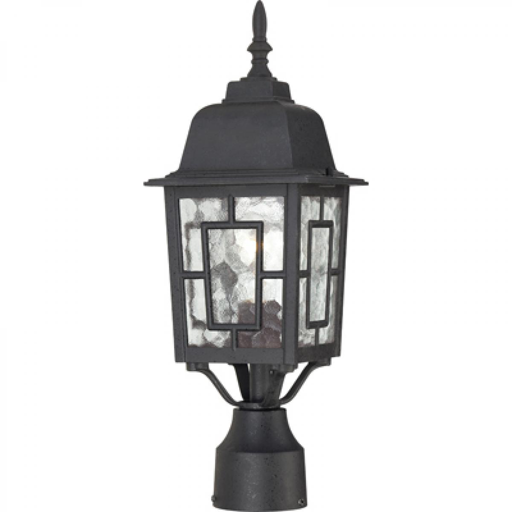 Banyan - 1 Light 17" Post Lantern with Clear Water Glass - Textured Black Finish