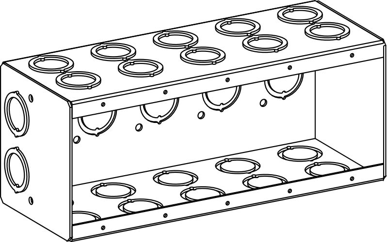 3-1/2" DEEP, 5-GANG MASONRY BOX WITH CKO