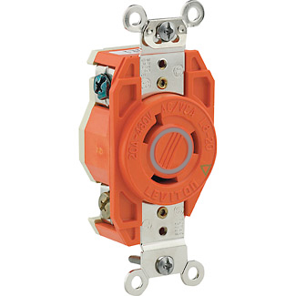 20 Amp, 277 Volt, Flush Mount Locking Receptacle, Industrial Grade
