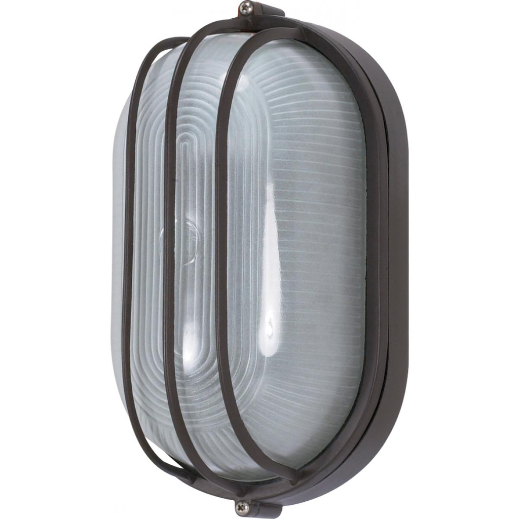 1 Light - 10'' Oval Cage Bulkhead - Architectural Bronze Finish