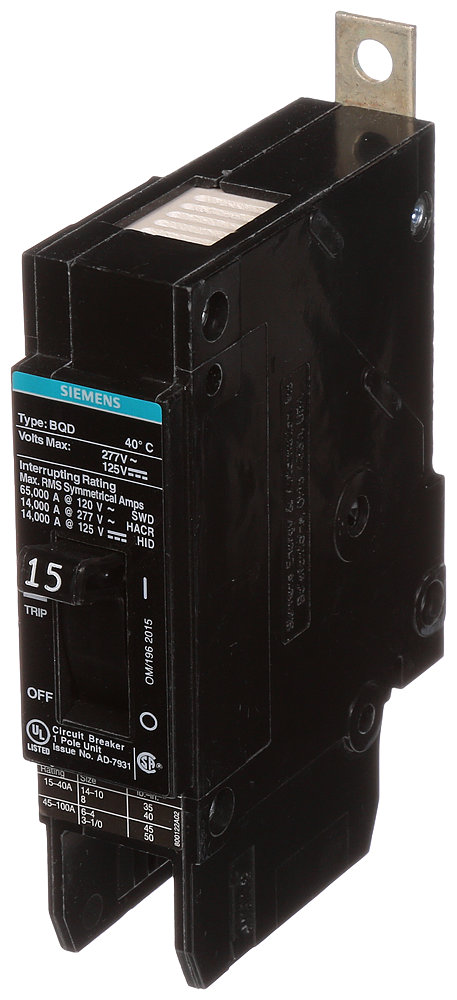 BREAKER BQD 1P 15A 277VAC 14KA UL