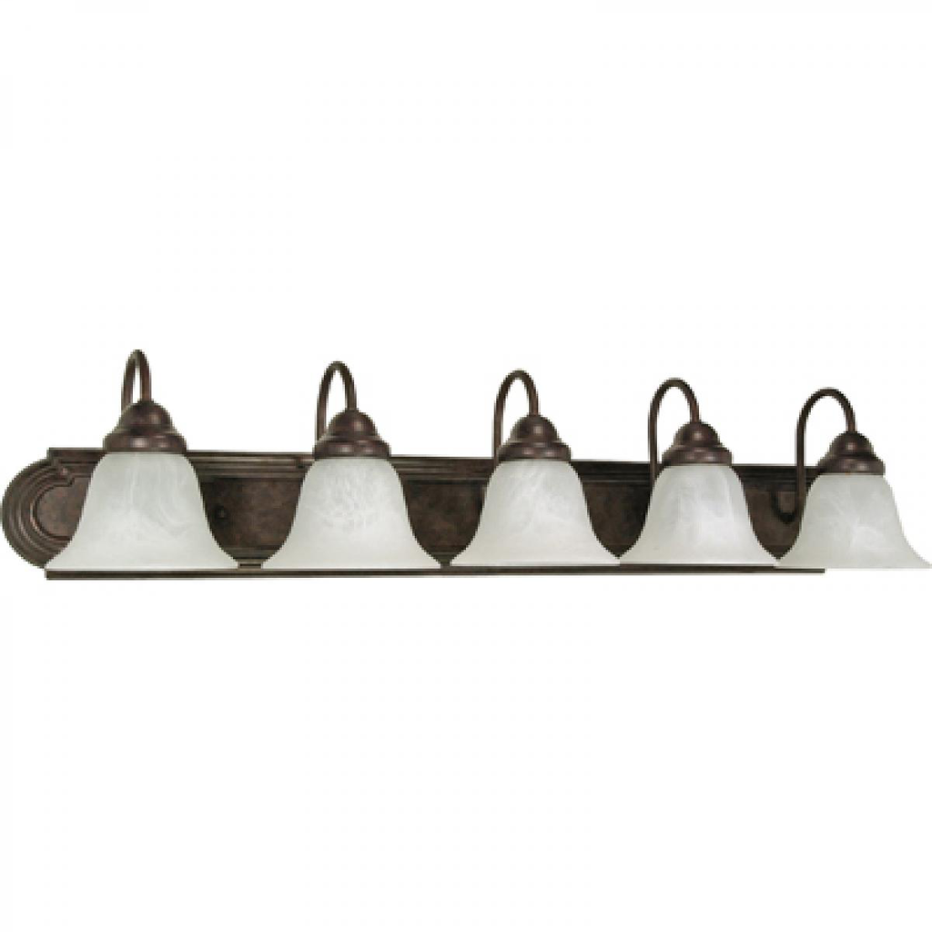 Ballerina - 5 Light 36" Vanity w/ Alabaster Glass Bell Shades - Old Bronze