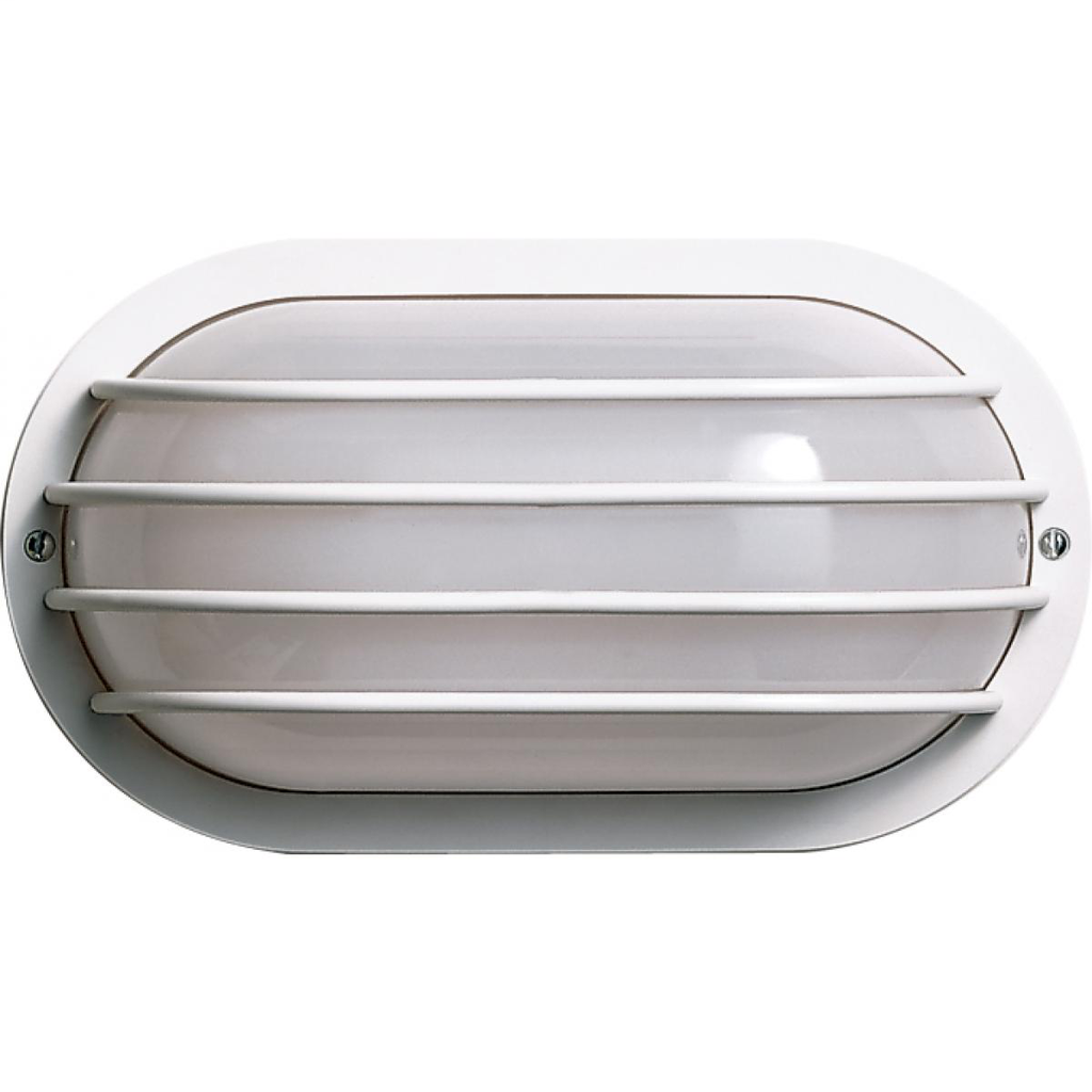 1 Light - 10" Oval Cage Polysynthetic Body and Lens - White Finish