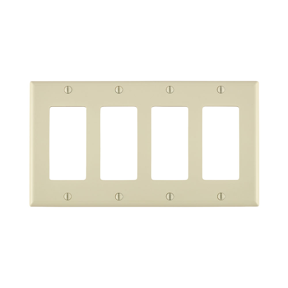 4-Gang Decora/GFCI Device Wallplate, Standard Size, Thermoplastic Nylon, Light Almond