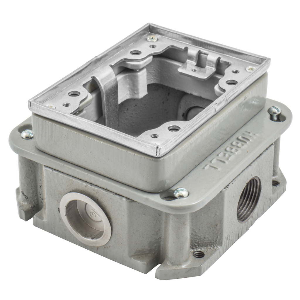1-Gang, Rectangular, Cast Iron Box, Shallow, Fully Adjustable, Single Service, Aluminum Top