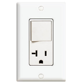 20 Amp Decora Single-Pole Switch / 5-20R Outlet/Receptacle, Combination Device, Grounding, White