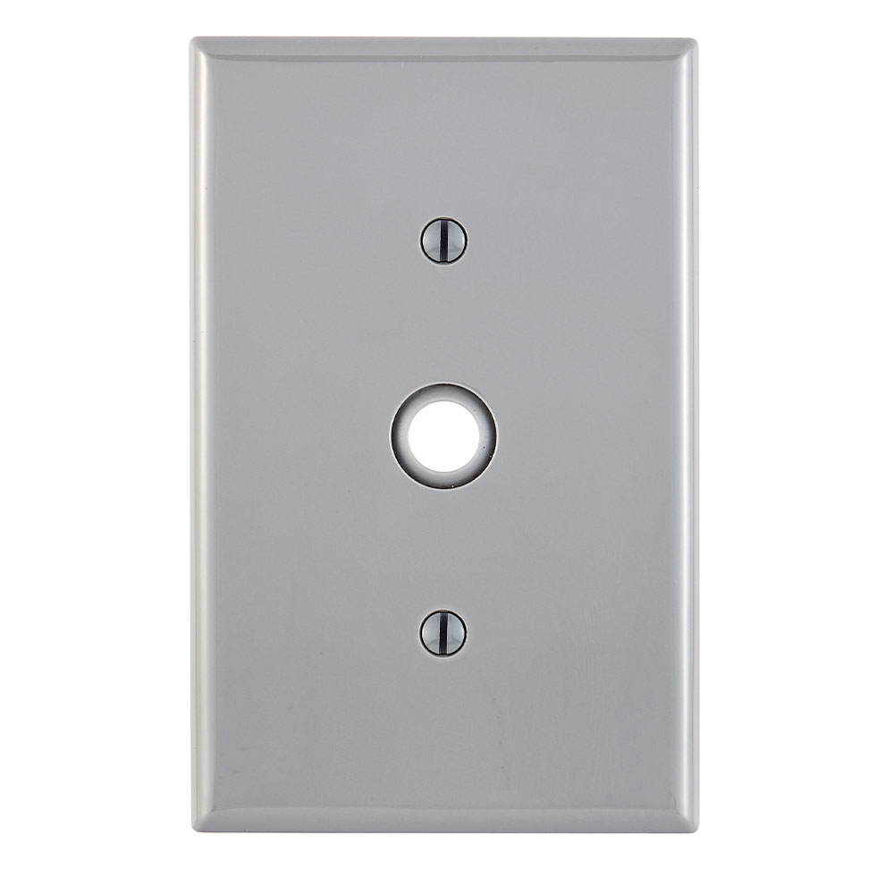 1-Gang .406 Inch Cable Wallplate, Midway Size, Thermoplastic Nylon, Gray