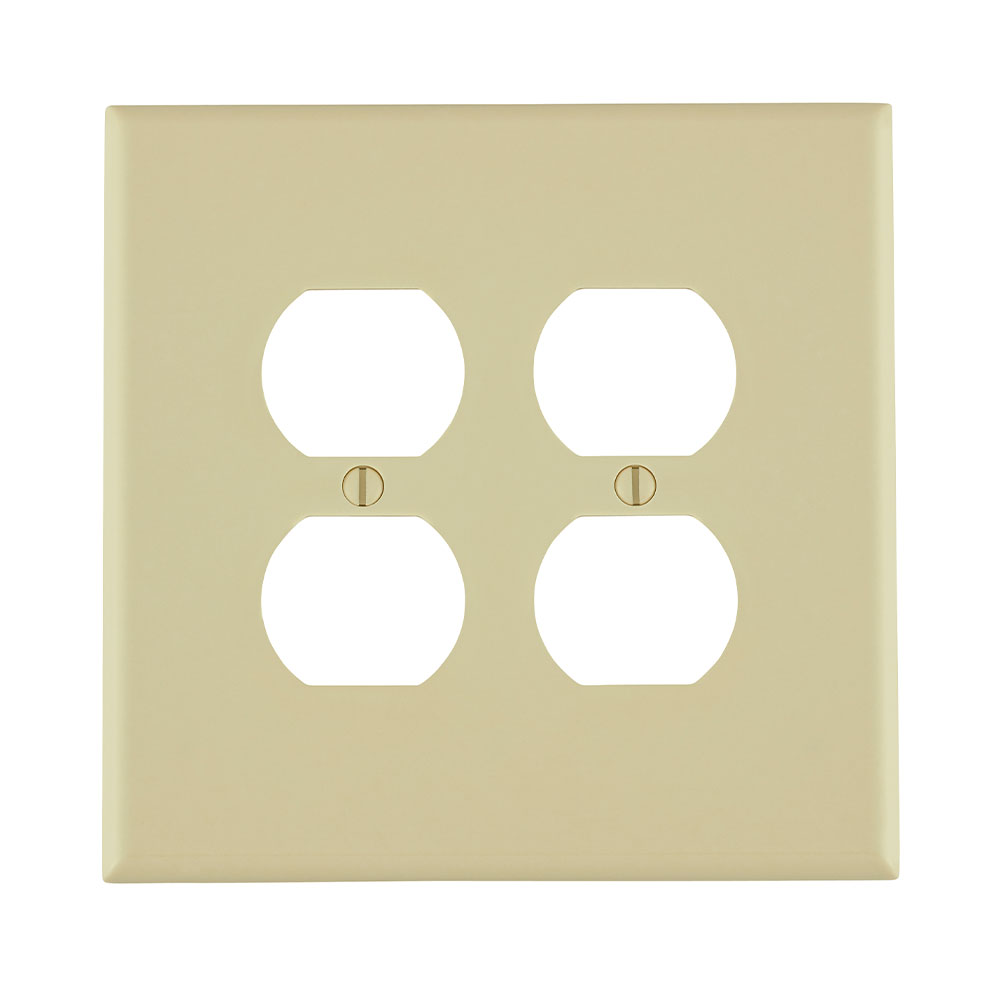 2-Gang Duplex Outlet/Receptacle Oversized Wallplate, Thermoset, Ivory