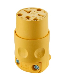 20 Amp, 2P, 3W, Connector, Straight Blade, Grounding ,Yellow