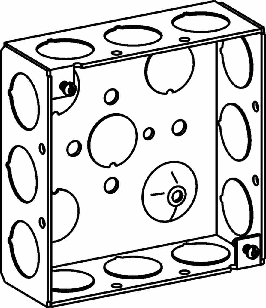 1-1/2" DEEP, 4" SQUARE (4S) BOX WELDED WITH 1/2" KO
