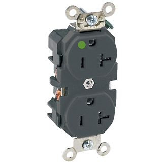 20 Amp Duplex Receptacle/Outlet, Hospital Grade, Self-Grounding