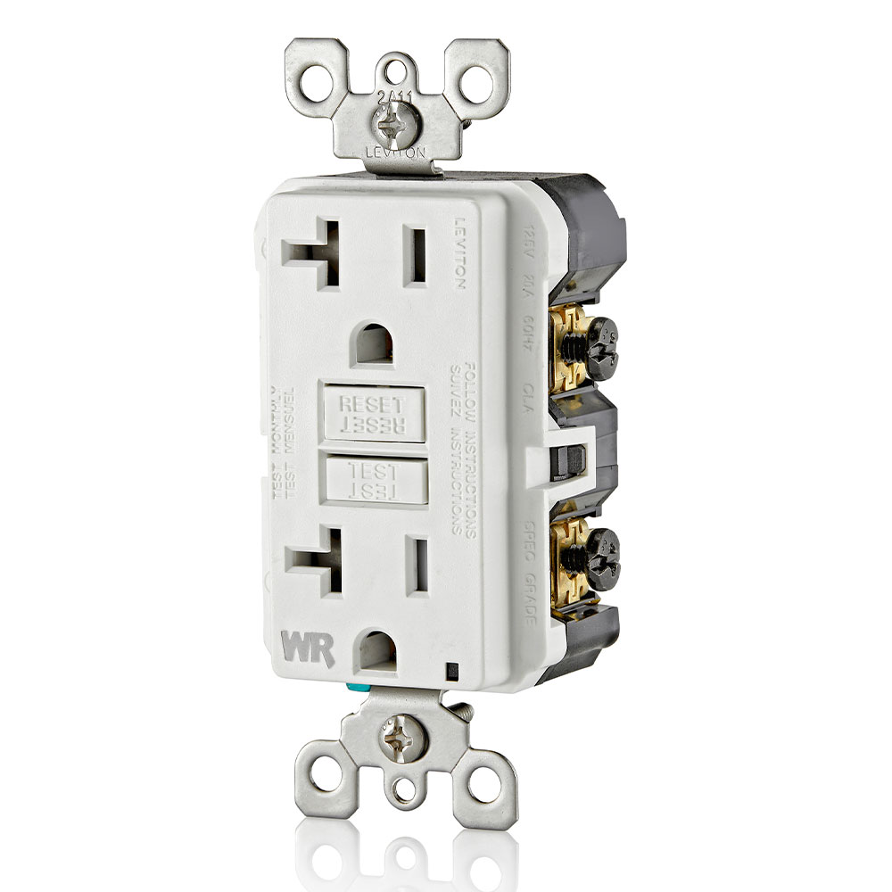 20 Amp GFCI Weather-Resistant Outlet, Self Test, Tamper-Resistant with LED Indicator Light