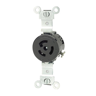 15 Amp, 125 Volt, Single Locking Receptacle, Industrial Grade
