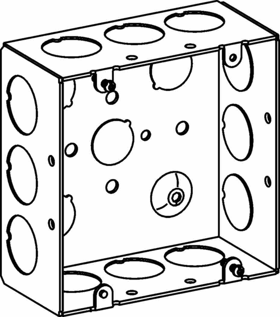 2-1/8" DEEP, 4-11/16" SQUARE (5S) BOX WELDED WITH 3/4" KO