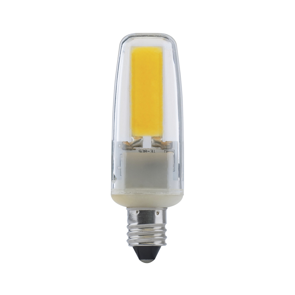 4 Watt; LED; 3000K; Clear; Mini Candelabra base; 120-130 Volt