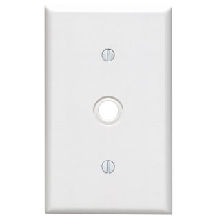 1-Gang .406 Inch Cable Wallplate, Standard Size, Thermoset, White