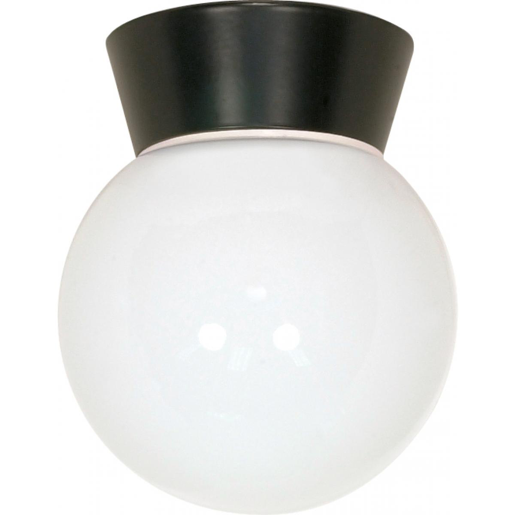 1 Light - 8" Utility Ceiling with White Glass - Bronzotic Finish