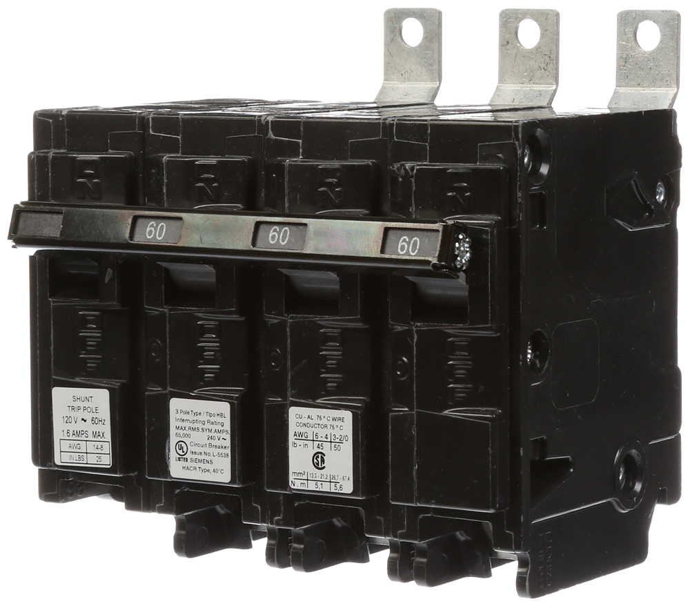 BREAKER 60A 3P 240V 65K HBL 24V SHUNT