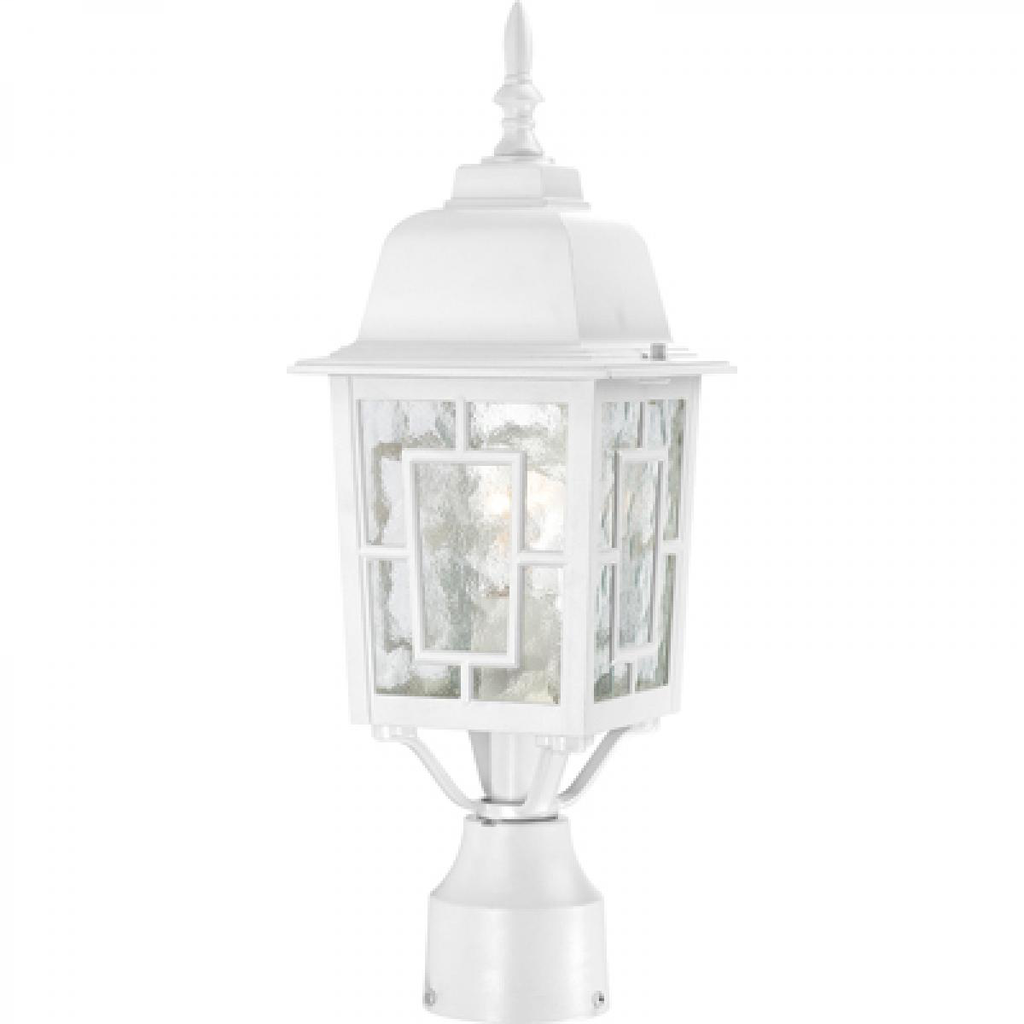 Banyan - 1 Light 17" Post Lantern with Clear Water Glass - White Finish