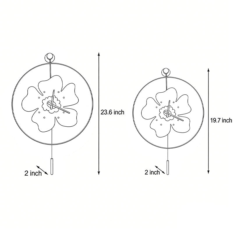 Wall Clock with Light Floral LED Remote Control Light