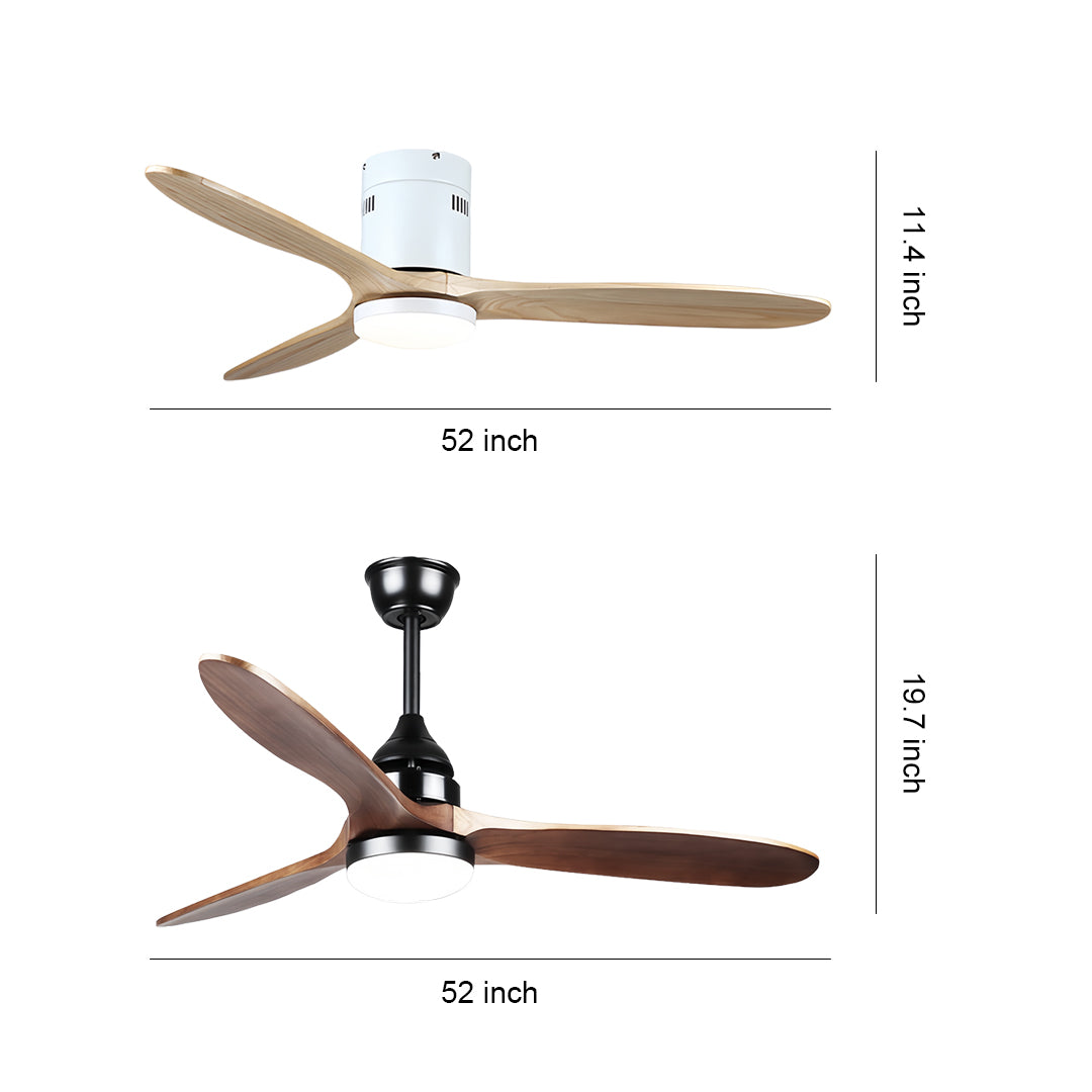 Wooden Ceiling Fan with Light Quiet Dc Motor Flush Mount Fandelier