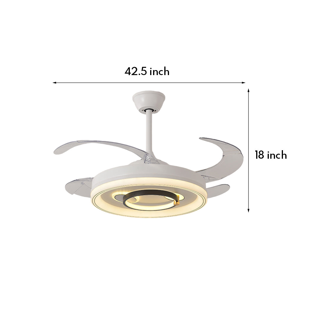 White Ceiling Fans With Light Nordic Transparent Blade Fan Light Fixture