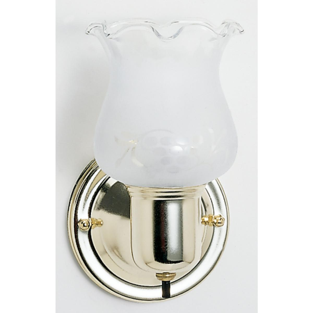 1 Light - 5" Vanity with Frosted Grape Glass and On-Off Switch - Polished Brass Finish