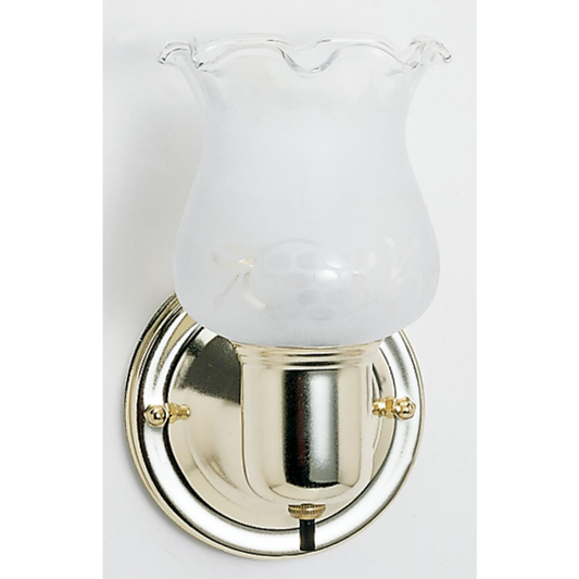 1 Light - 5" Vanity with Frosted Grape Glass and On-Off Switch - Polished Brass Finish