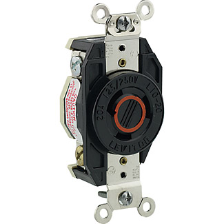 20 Amp, 125/250 Volt, Flush Mount Locking Receptacle, Industrial Grade