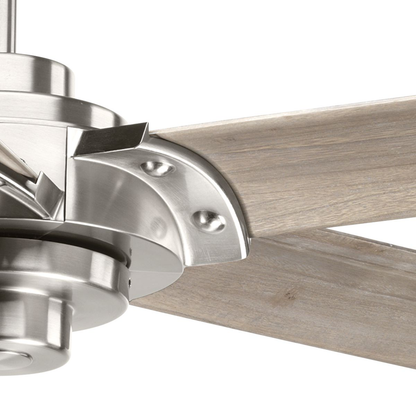 68" Carved Wood Blade Brushed Nickel ceiling fan