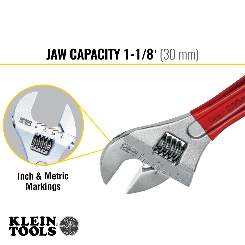 Adjustable Wrench, Extra Capacity 8-Inch