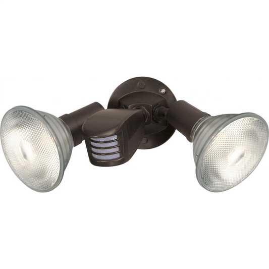 2 Light - 10" Flood Light- PAR38 with Adjustable Swivel and Motion Sensor - Bronze Finish