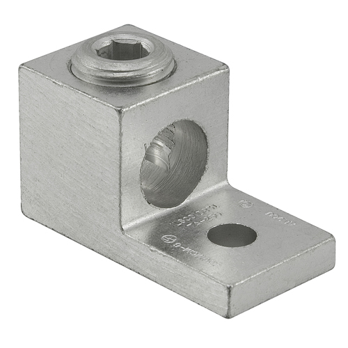 Aluminum Mechanical Lug, Conductor Range 250-6, 1 Port, 1 Hole, 5/16in Bolt Size, Tin Plated, UL, CSA, Bag of 2