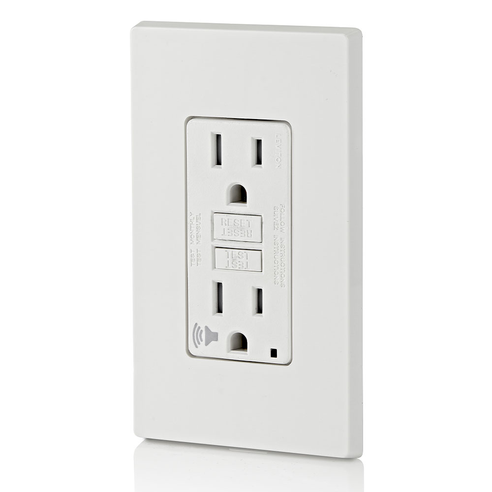 15 Amp, Self Test, Tamper-Resistant GFCI Outlet with Audible Alarm & LED Indicator Light