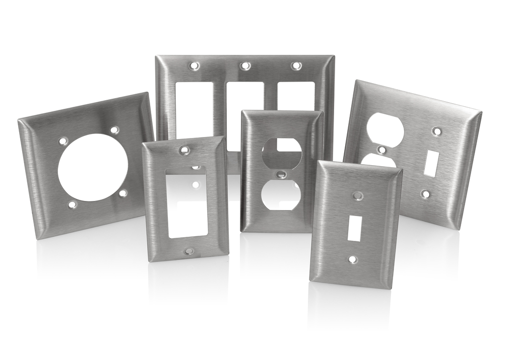 2-Gang Blank Wallplate, Standard Size, Magnetic Stainless Steel, C-Series