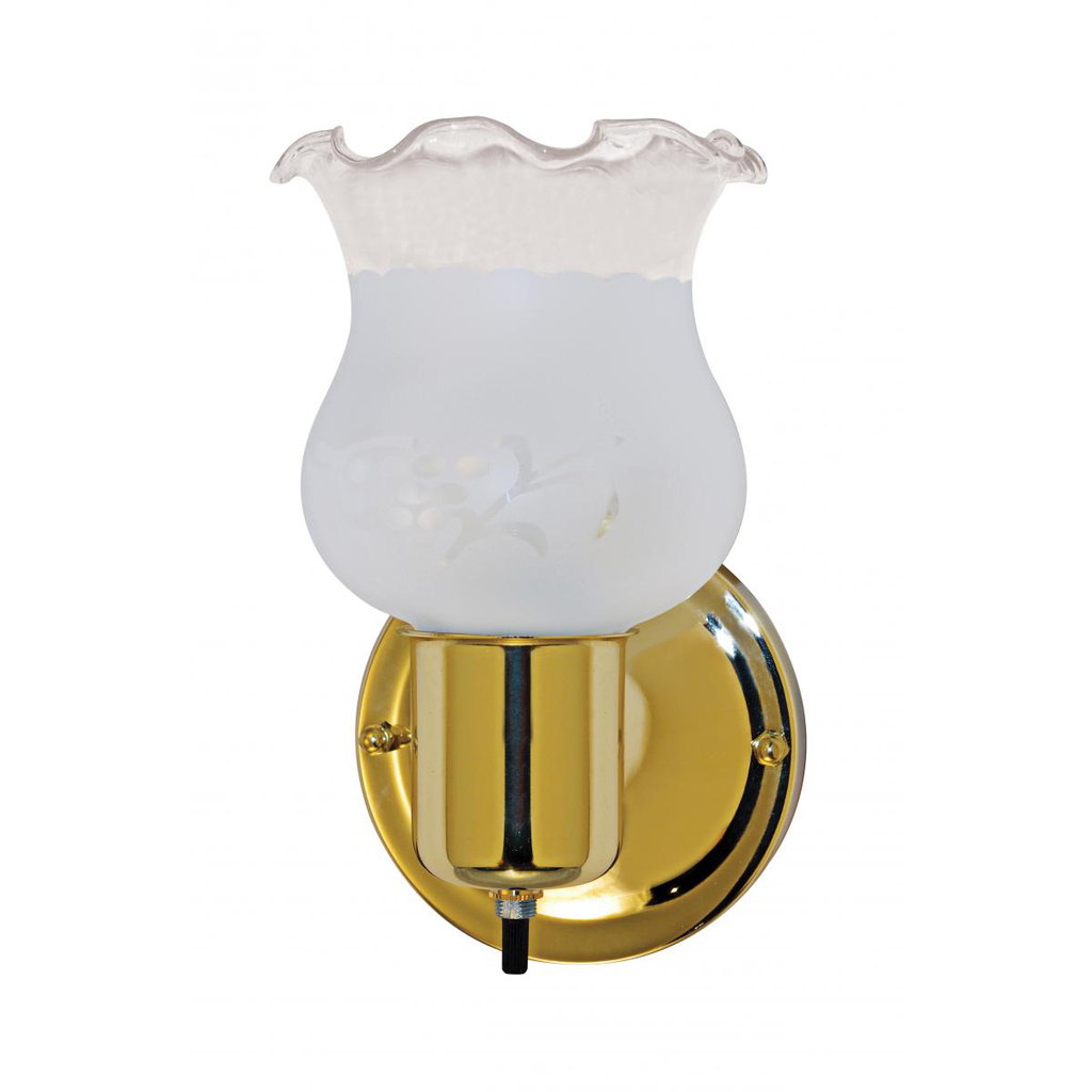 1 Light - 5" - Vanity - w/Frosted Grape Shade & On/Off Switch, Color retail packaging