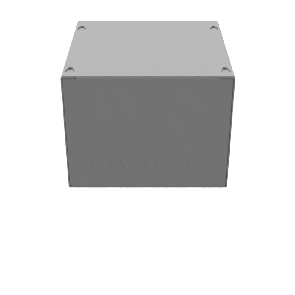 8x6x8 Screw Cover Type 1 UL Steel KOs Gray Cover w/Teardrop Slots Holes In Back