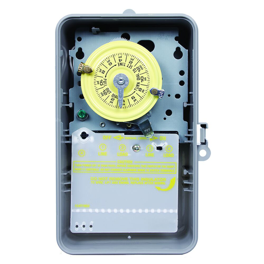 24-Hour Mechanical Time Switch, 208-277 VAC, 60Hz, DPST, Indoor/Outdoor Plastic Enclosure, 1 Hour Interval