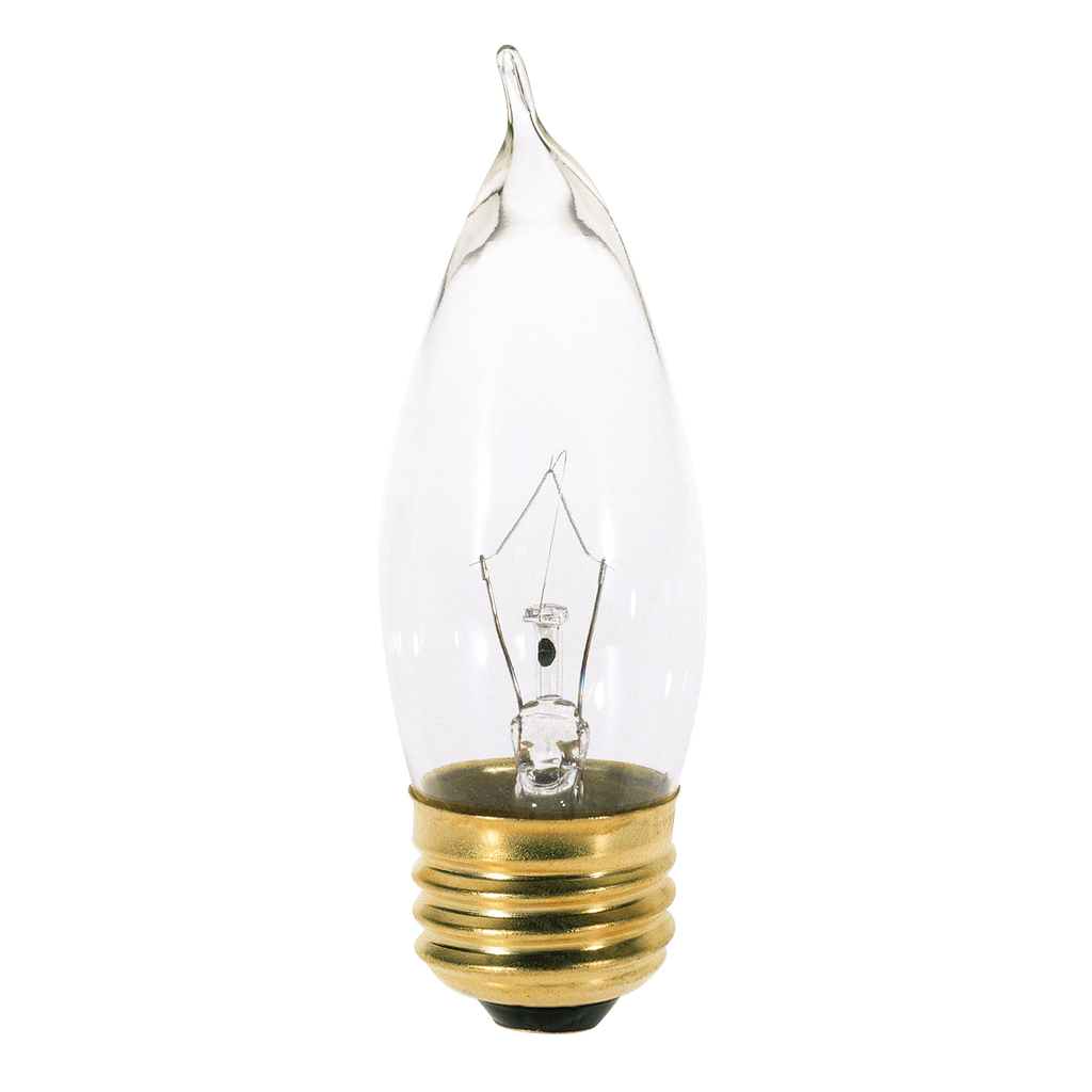 25 Watt CA10 Incandescent; Clear; 1500 Average rated hours; 210 Lumens; Medium base; 120 Volt