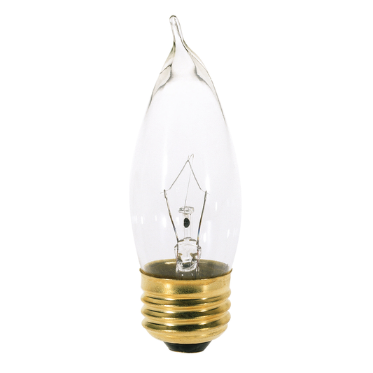 25 Watt CA10 Incandescent; Clear; 1500 Average rated hours; 210 Lumens; Medium base; 120 Volt