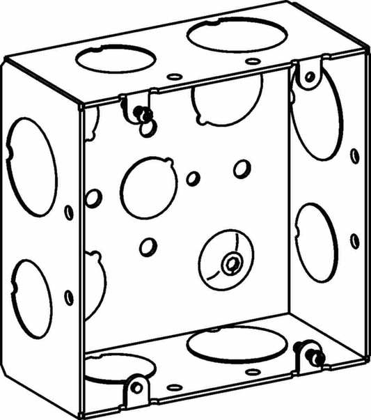 2-1/8" DEEP, 4-11/16" SQUARE (5S) BOX WELDED WITH 3/4" & 1" KO