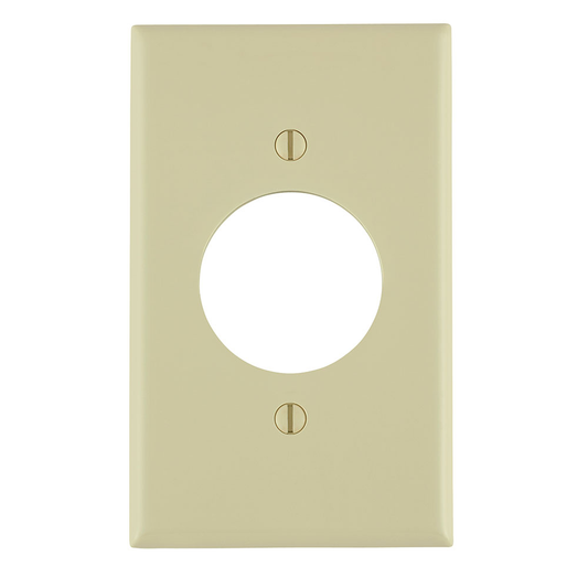 1-Gang 1.60 Inch Hole Outlet/Receptacle Wallplate, Standard Size, Thermoplastic Nylon, Ivory